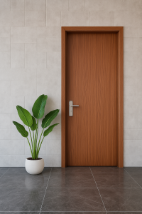 Cửa gỗ nhựa màu nâu đỏ