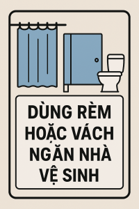 Dùng rèm hoặc vách ngăn nhà vệ sinh