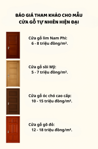 Báo giá tham khảo cho mẫu cửa gỗ tự nhiên