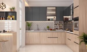Mẫu nhà bếp đẹp sử dụng màu sắc nổi bật